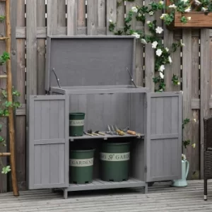 Image of Alfresco Double Door Hinged Roof Garden Tool Storage Shed, Grey