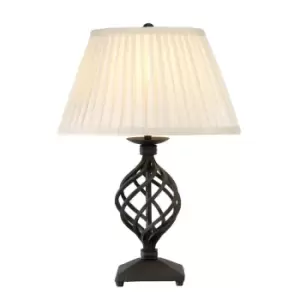 Image of Table Lamp White Shade Included Hand Crafted Swirl Base Design Black LED E27 60W