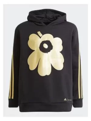 Image of adidas Marimekko Primegreen 3-stripes Hoodie, Black/Gold, Size 9-10 Years, Women