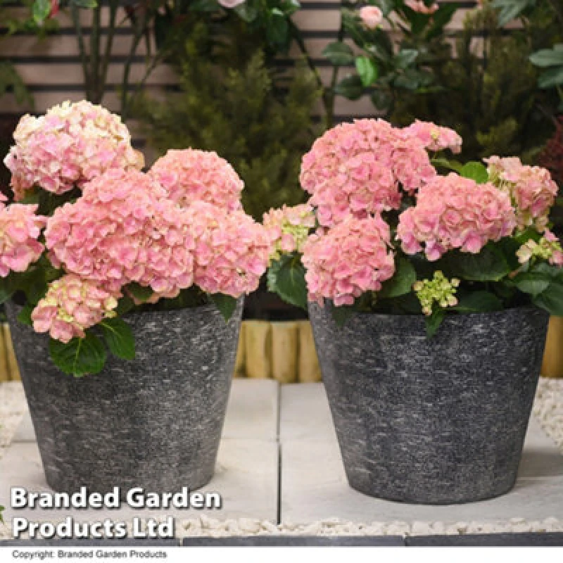 Image of Garden Gear Grey Stone Effect Planter For Garden Outdoors Weatherproof Plastic (X2)