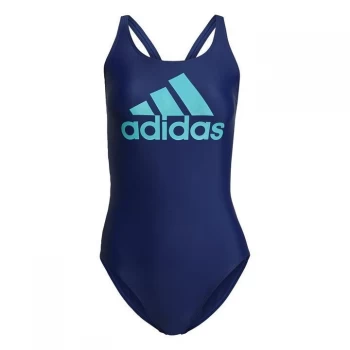 Image of adidas SH3. RO Big Logo Swimsuit Womens - Victory Blue / Pulse Aqua