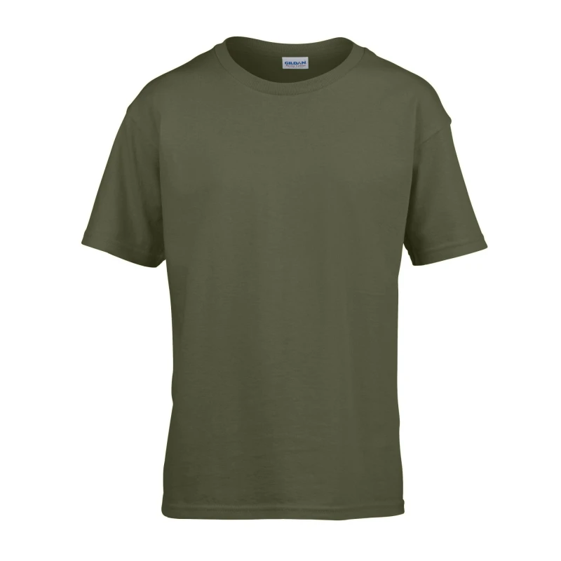 Image of Gildan Childens SoftStyle Ringspun T-Shirt in Dark Green Size: 5-6 Years Dark Green Unisex 5-6 Years