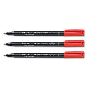 Image of Staedtler Lumocolour 318 0.6mm Permanent Universal Pen Red 1 x Pack of 10
