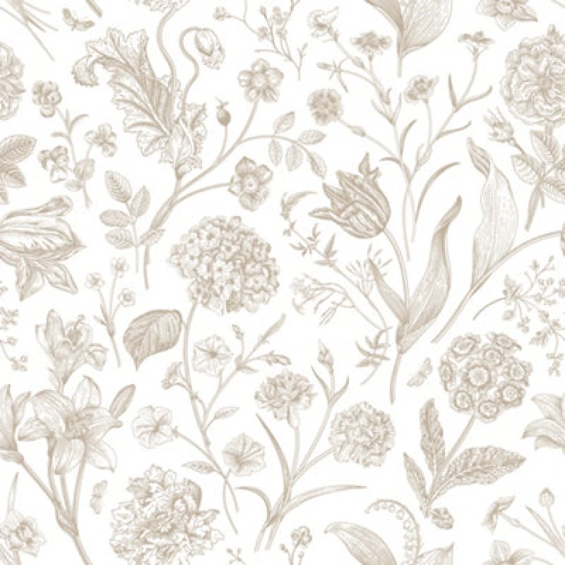 Image of Hoopla Walls Floral Toile - Stone 10M Wallpaper