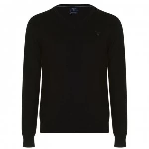 Image of Gant Cotton V Neck Jumper - Black 005