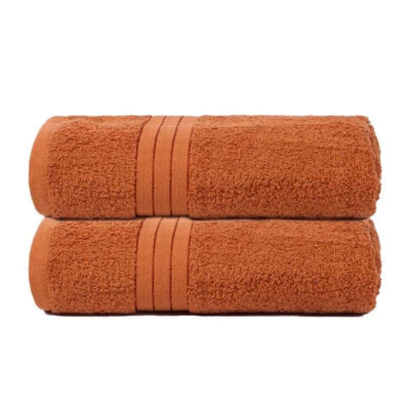 Image of OHS OHS 2 Pack of 100% Cotton Bathroom Bath Towel in Burnt Orange Burnt Orange Bath Towel Unisex 5027434202577