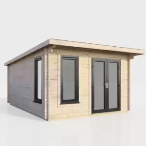 Image of Power 12x14 Pent Log Cabin - Right Hand Door