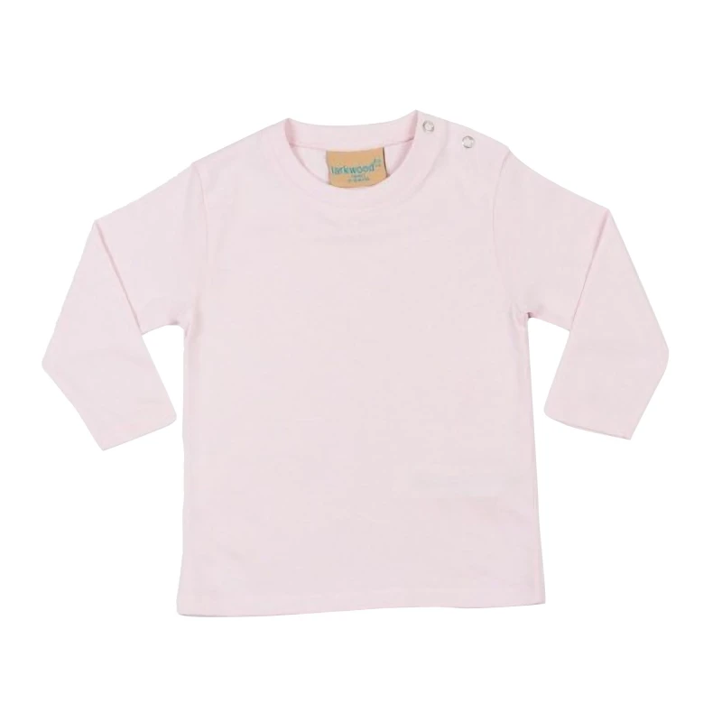 Image of Larkwood Plain Long Sleeve T-Shirt in Pale Pink Size: 3-4 Years Pale Pink Unisex 3-4 Years