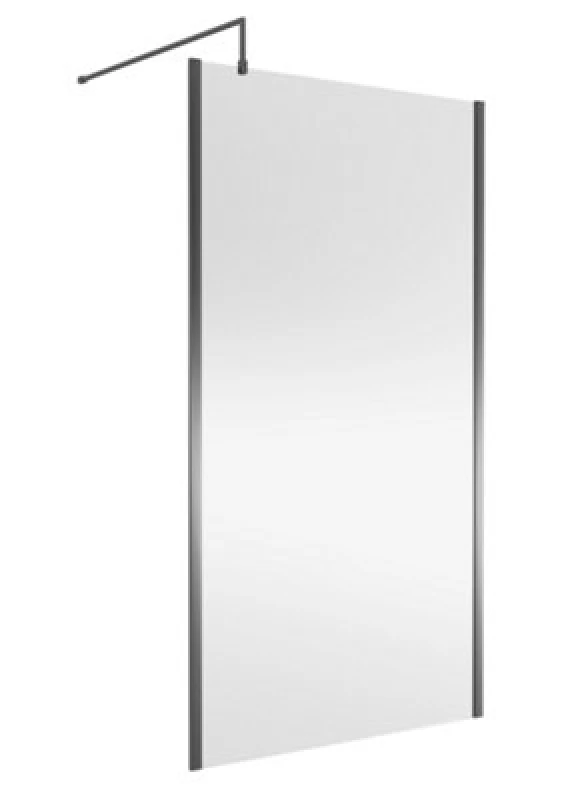 Image of Nuie Wetroom Screen Outer Frame, Durable Frameless Fixed Bathroom Glass Shower Screen In Brushed Pewter Finish, 1100mm