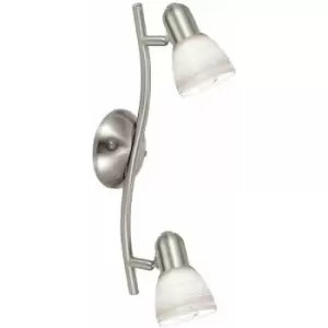 Image of Loops - Wall Light Colour Satin Nickel Shade White Glass Wiping Technique Bulb E14 2x40W