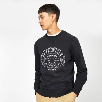 Image of Jack Wills Rainton Graphic Crew Neck Sweatshirt - Black