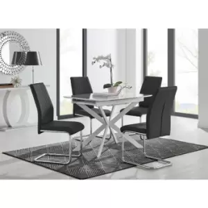 Image of Lira 100 Extending Dining Table and 4 Black Lorenzo Chairs - Black