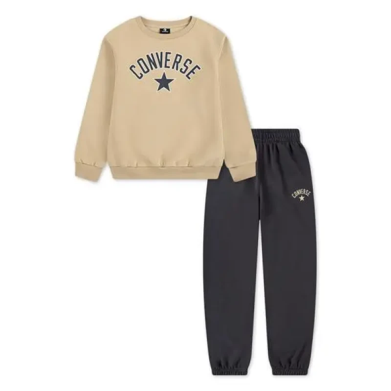 Image of Converse Kids sweatshirt and joggers set Converse CNBV Heritage Est Po Noir Male 13/15 years