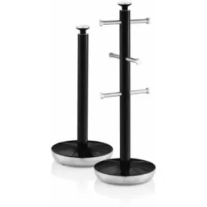Image of Swan Towel Pole and Mug Tree Set Black - BLACK