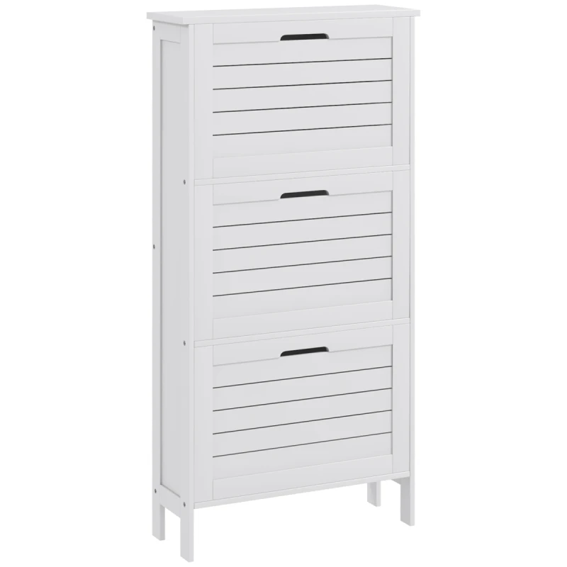 Image of HOMCOM HOMCOM Narrow Shoe Storage Cabinet with 3 Flip Drawers, White