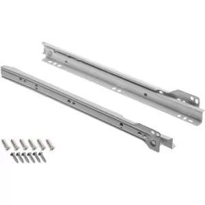 Image of Roller Drawer Runners Metal Slides Grey Colour Kitchen + Free Fixing Pack - Size 450mm - Pack of 5