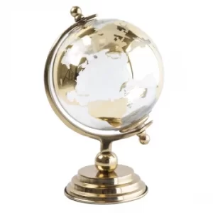 Image of Small Glass Globe on Metal Stand Gold 26cm