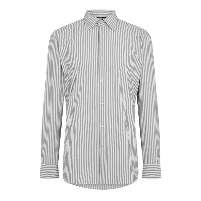 Image of Boss Mens P Hank Kent Long Sleeve Oxford Shirt Medium Grey male 15 inch