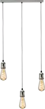 Image of Knightsbridge CALLA - 230V E27 Vintage 3 Light Bar Pendant - Brushed Chrome - CALVI3BBC