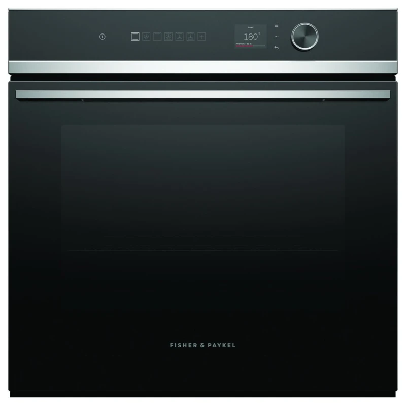 Image of Fisher & Paykel Series 7 Contemporary OB60SD11PLX1 WiFi Connected Built In Electric Single Oven with Pyrolytic Cleaning - Black / Stainless Steel - A