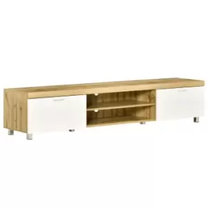 Image of Homcom Modern Unit For TV With Cabinet Shelf Light Brown
