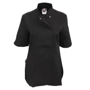 Image of Dennys Womens/Ladies Short Sleeve Fitted Chef Jacket (M) (Black)