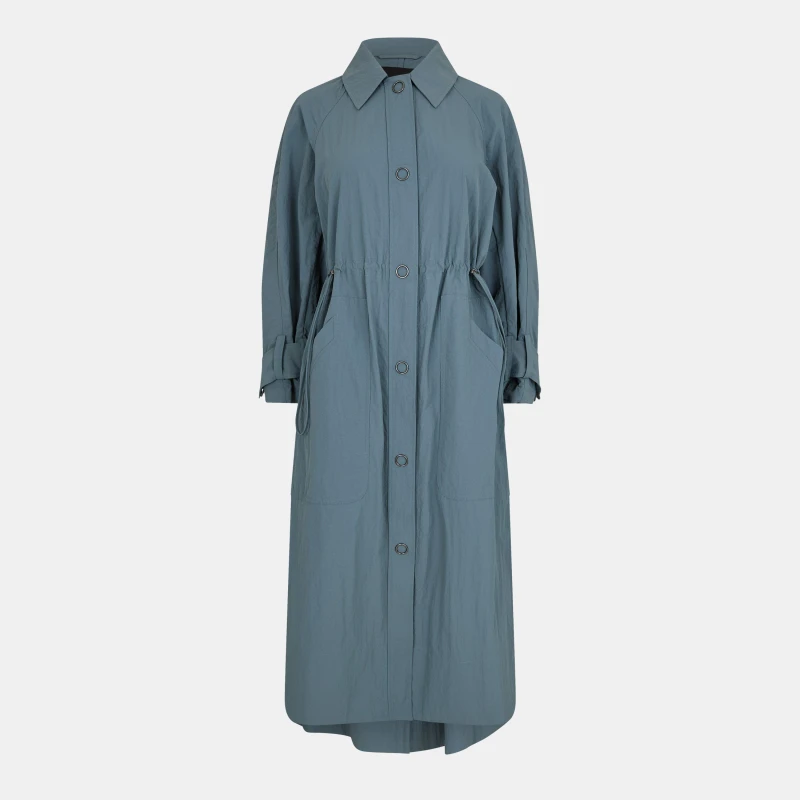 Image of French Connection Womens Ilena Double-Breasted Mid-Length Trench Coat Stormy female 10 (S)