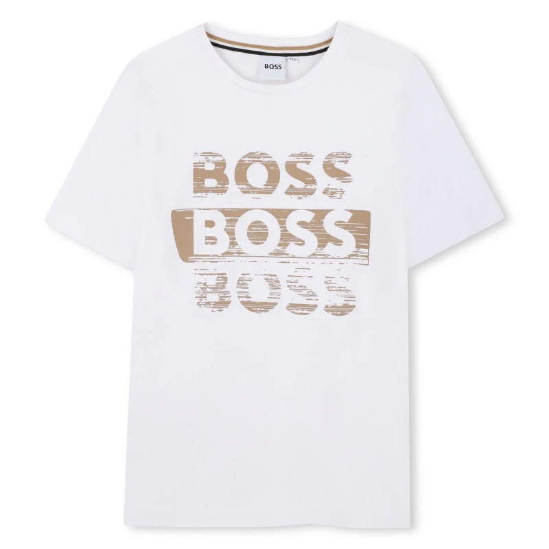 Image of Boss Kids Fancy Logo T-Shirt, Logo Design White male 6Y