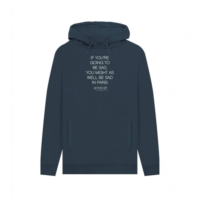 Image of Gossip Girl Mens Sad In Paris Hoodie in Navy Size: Small Navy Male S