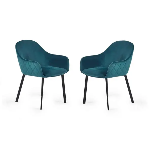 Image of Julian Bowen Set Of 2 Lima Dining Chairs - Teal Velvet LIM011