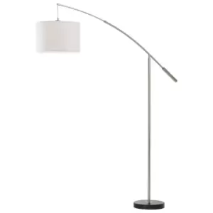 Image of Floor Lamp Light Satin Nickel Shade White Fabric Hoop & Loop Tape Bulb E27 1x60W