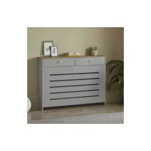 Image of Grey Radiator Cover Cabinet Traditional Modern MDF Wood Horizontal Shelf Medium - Grey
