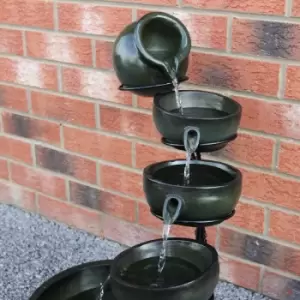 Image of Green 4 Tier Spilling Bowls Water Feature