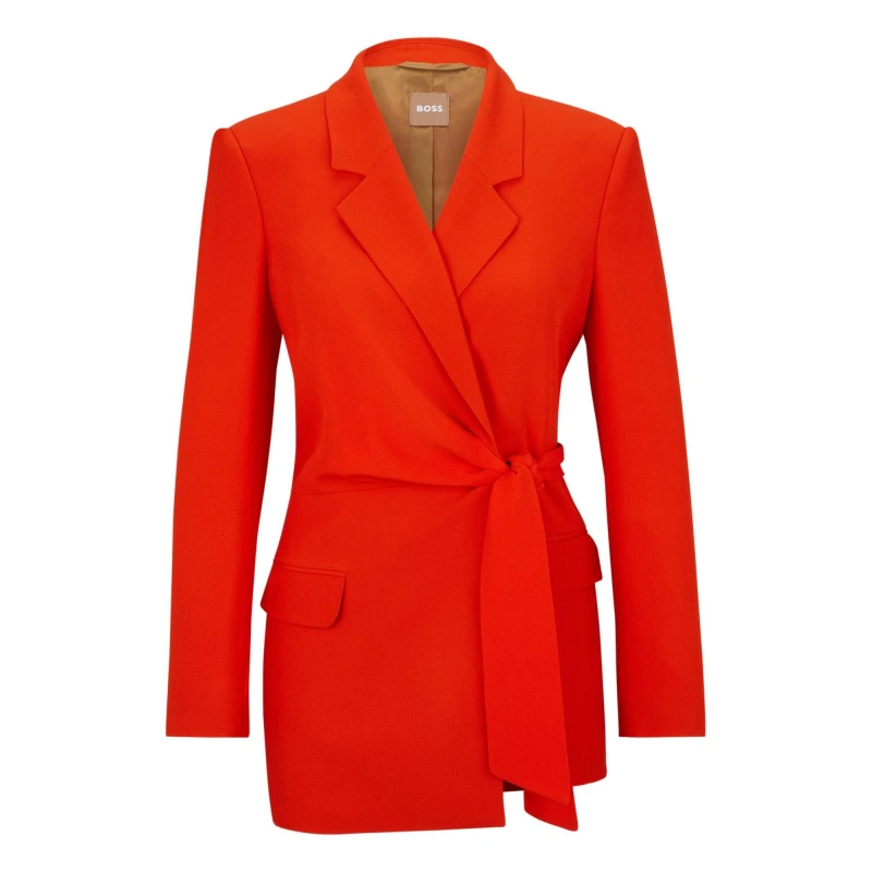 Image of Boss Womens Jawana Tailored Wrap Viscose Long Sleeve Blazer Bright Orange female 8 (S)
