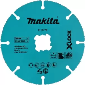 Image of Makita X Lock Tungsten Carbide Grit Cutting Disc 125mm 2mm 22mm