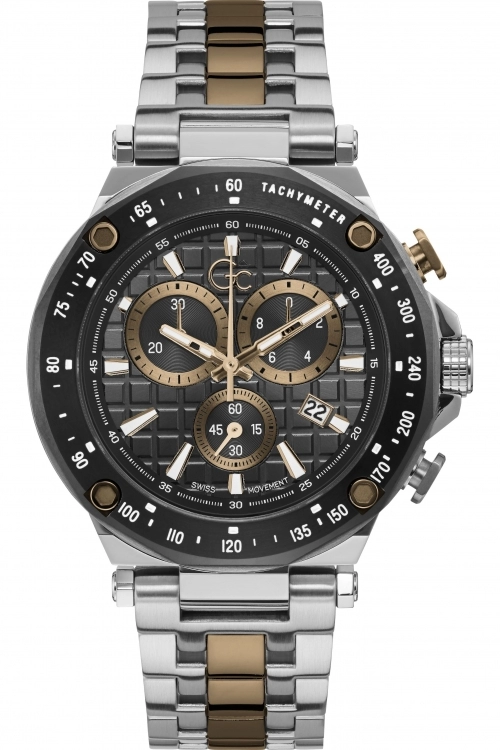 Image of Gc Grey and Two Tone 'Spirit Sport' Chronograph Watch - y81002g5mf