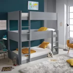 Image of Bedmaster - Snowdon Three Tier Bunk Bed Grey With Orthopaedic Mattresses