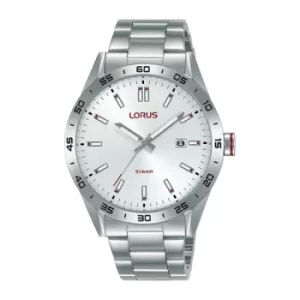 Image of Mens Sports Watch with Stainless Steel Strap & White Dial