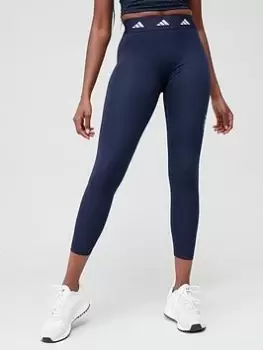 Image of adidas Tech-Fit 7/8 Leggings - Navy, Navy/White, Size XL, Women