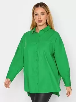 Image of Yours Oversized Poplin Shirt Green, Size 34-36, Women