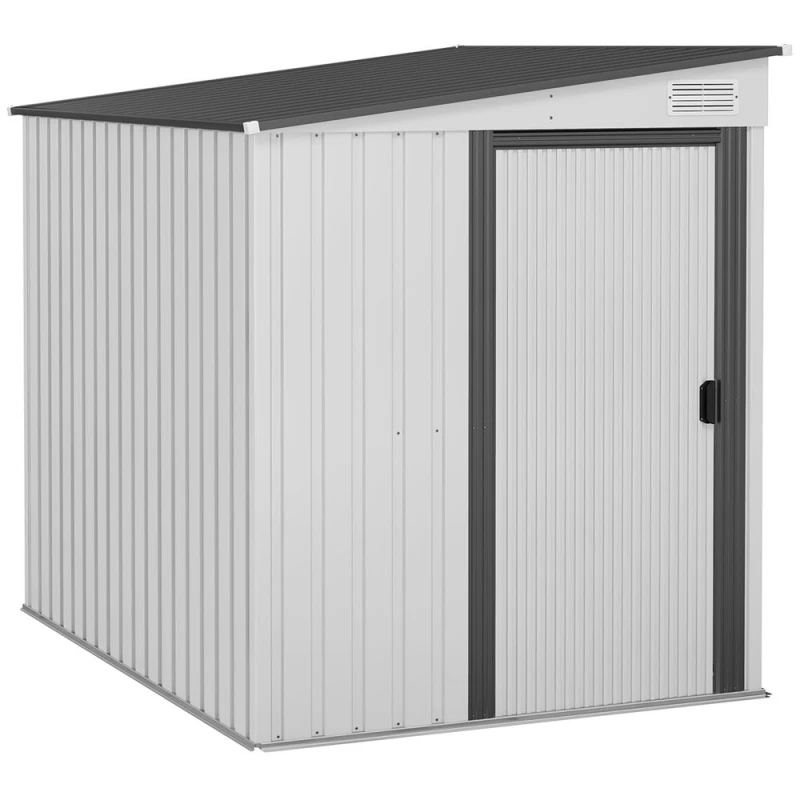 Image of Outsunny 5x7ft Lean to Metal Shed w/ Foundation - White 845-983V00WT