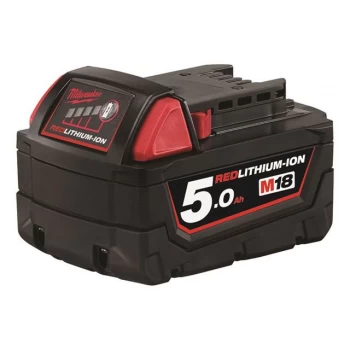 Image of Milwaukee Power Tools M18 B5 REDLITHIUM-ION Slide Battery Pack 18V 5.0Ah Li-ion