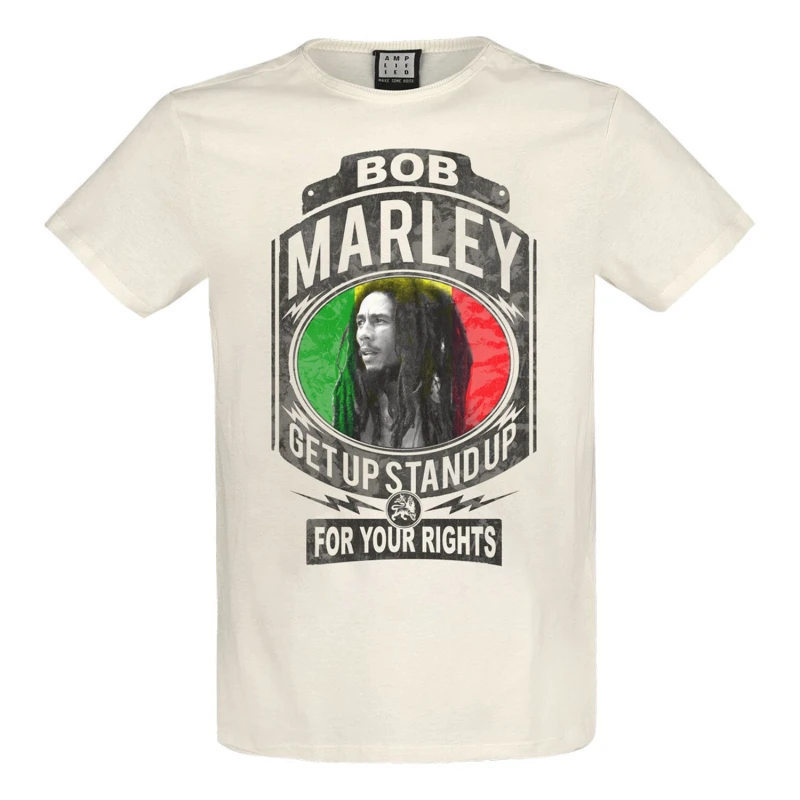 Image of Amplified Amplified Men Fight For Your Rights Bob Marley T-Shirt in White Size: 3X-Large White XXXL Male 5063806466581