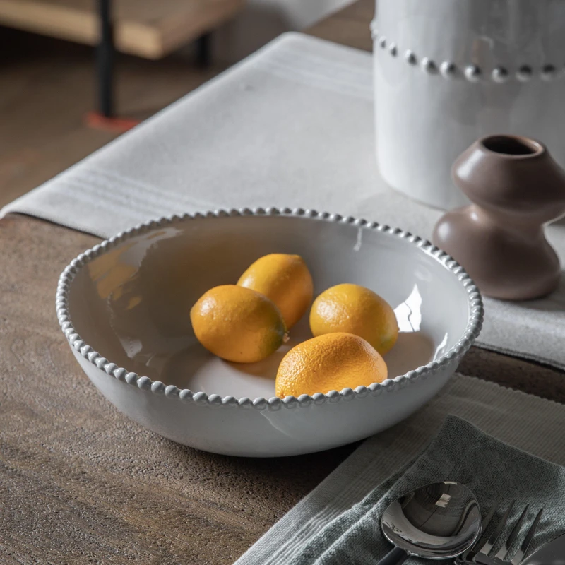 Image of Gallery Interiors Set of 4 Alon Organic Beaded Pasta Bowl Natural