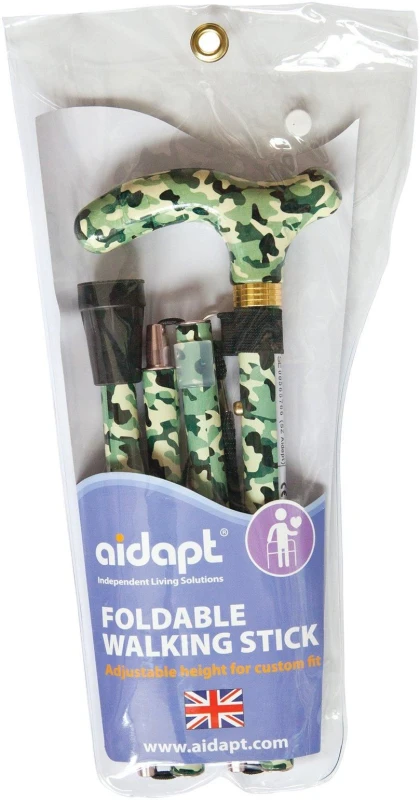 Image of Aidapt Folding Walking Stick Camo Brown