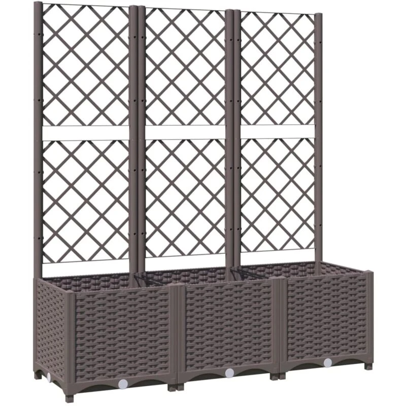 Image of vidaXL Garden Planter w/ Trellis Brown 120x40x136cm PP, Brown 318263