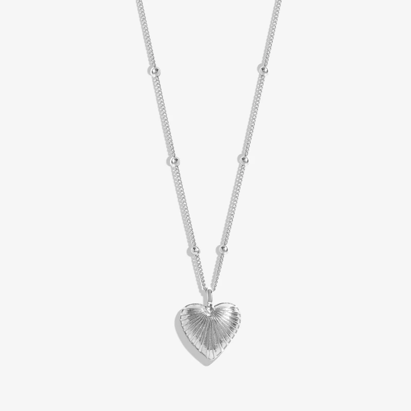 Image of Inicio Silver Plated Ridge Heart Necklace - Gift Pouch Silver female