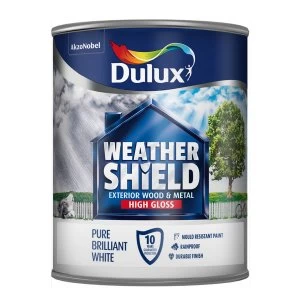 Image of Dulux Weathershield Exterior Pure Brilliant White High Gloss Paint 750ml