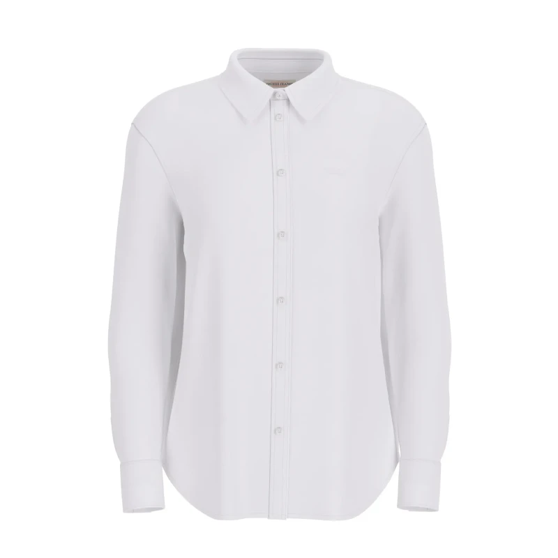 Image of Guess Long sleeve shirt with embroidered logo For Her Guess Blanc Female L