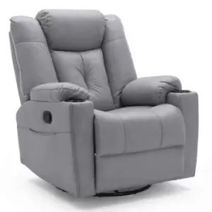 Image of Afton Swivel Rock Fabric Recliner Chair - Grey